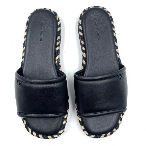Tory Burch Espadrille Slide Sandals Flat
Platform Leather Size 8 in Black - Picture 3 of 13